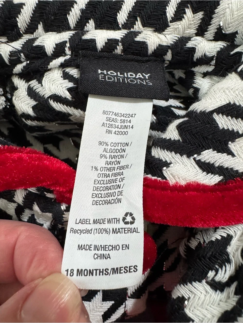 Holiday Editions Special Occasion B&W houndstooth glitter thread girl's coat 18m